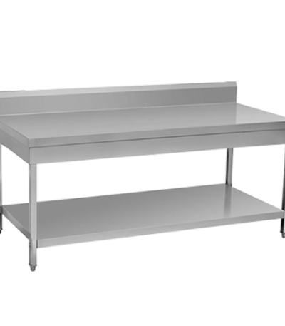 Stainless Steel Work Table With Under Shelf And Backsplash