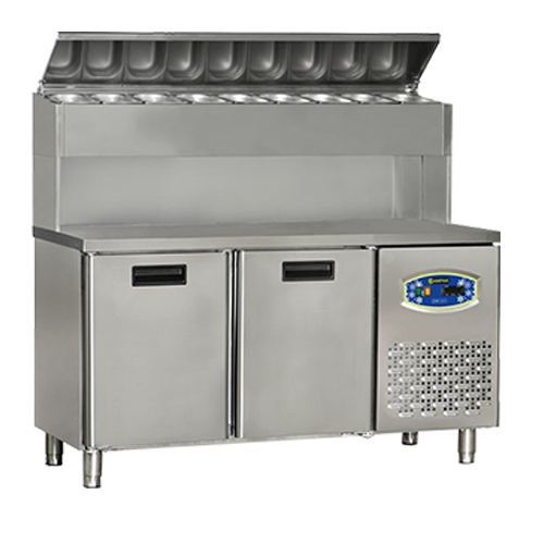 High Montage Pizza Preparation Counter Chiller Double Doors