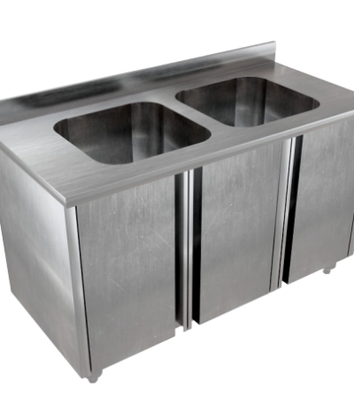 Stainless Steel Double Bowl Sink Cabinet