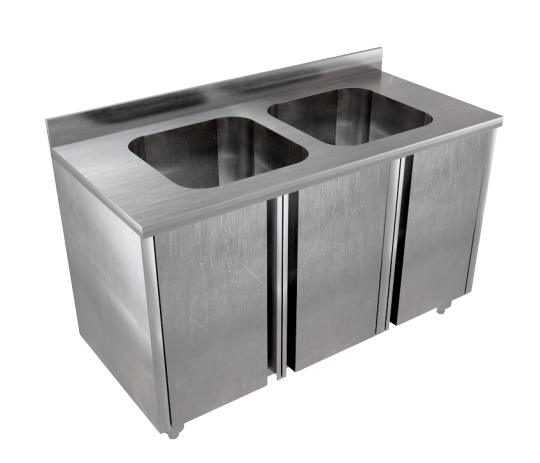 Stainless Steel Double Bowl Sink Cabinet