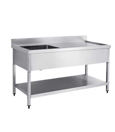 Stainless Steel Single Bowl Sink Table With Under Shelf