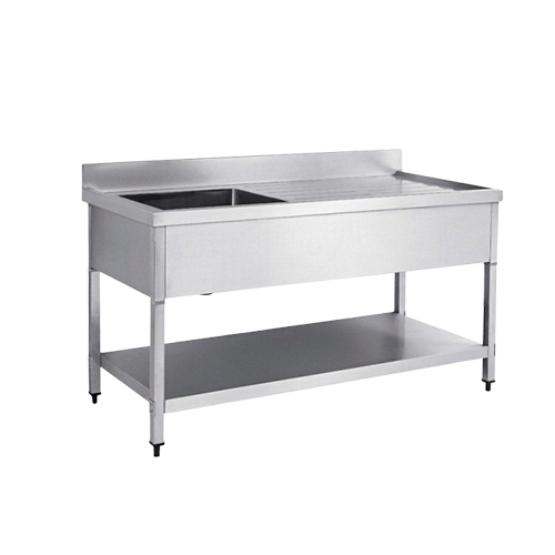 Stainless Steel Single Bowl Sink Table With Under Shelf